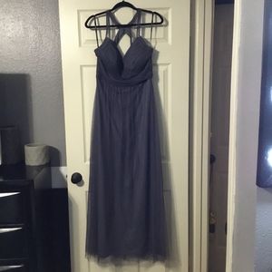 Levkoff Crisscross Strap A-line Gown